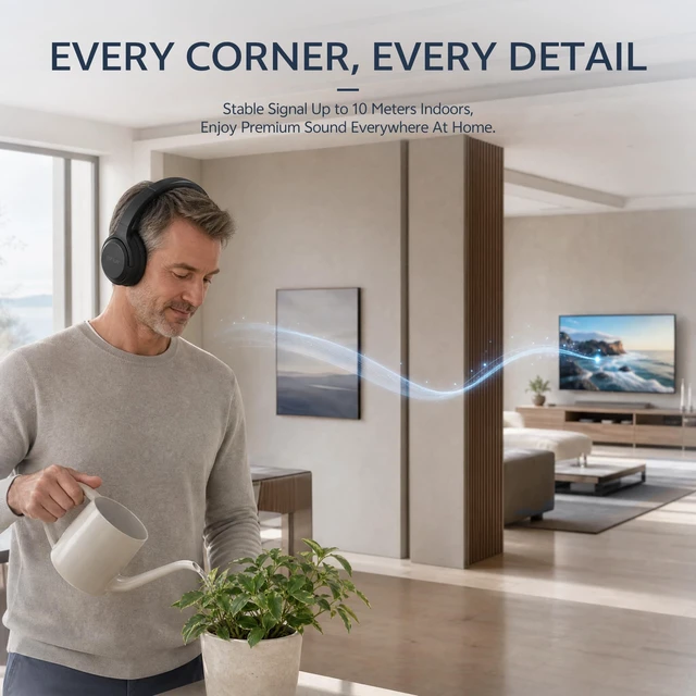 Alt view image 6 of 7 - TV3 New Upgrade Wireless Headphones for TV, 2.4G Low Latency Over-Ear Headset, Transmitter & Charging Base, 65H Playtime, Plug & Play, Optical AUX RCA Compatible for Seniors & Family