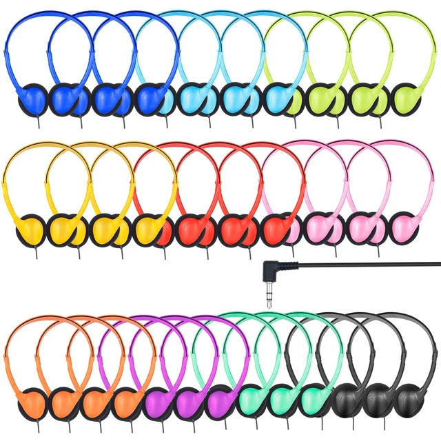 Main image of Kids Headphones Bulk 30 Pack for Classroom Students,Wired On Ear Headphones for School Museum Library Travel Chromebook Laptop PC Tablet Boys Girls Teens 3.5mm Jack Multi Color