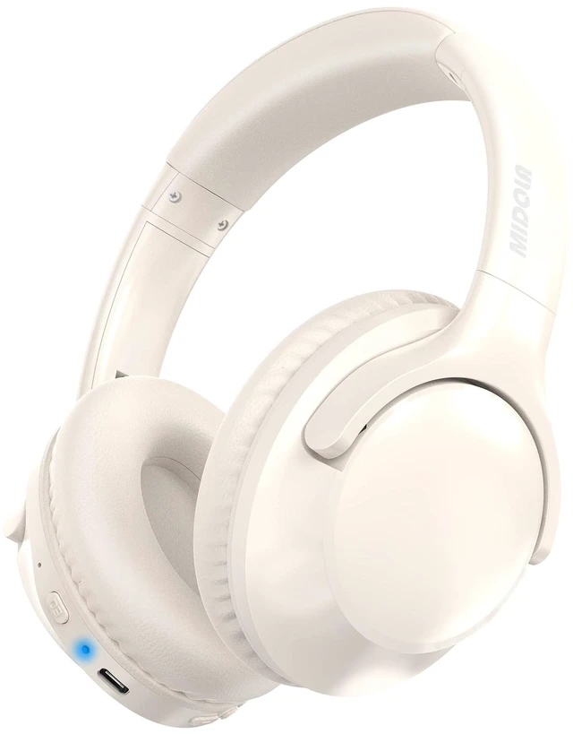 Main image of Bluetooth Headphones Over Ear Wireless Headsets 68H,Stereo Bass,6EQ,Milk With Built-in Mic,Adjustable Headband Foldable Portable Lightweight for Office/Travel/Tablet//Laptop/,Wired by Aux 3.5mm