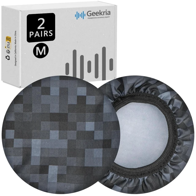 Main image of 2 Pairs Flex Fabric Headphones Ear Covers - Product Safety Certified - Washable & Stretchable Earcup Protectors for Over-Ear Headsets, Sweat Pads for Gym, Gaming (Size M/MC Stone)