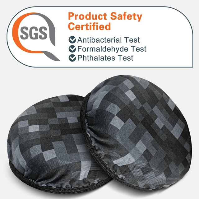 Alt view image 2 of 6 - 2 Pairs Flex Fabric Headphones Ear Covers - Product Safety Certified - Washable & Stretchable Earcup Protectors for Over-Ear Headsets, Sweat Pads for Gym, Gaming (Size M/MC Stone)