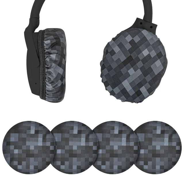 Alt view image 3 of 6 - 2 Pairs Flex Fabric Headphones Ear Covers - Product Safety Certified - Washable & Stretchable Earcup Protectors for Over-Ear Headsets, Sweat Pads for Gym, Gaming (Size M/MC Stone)