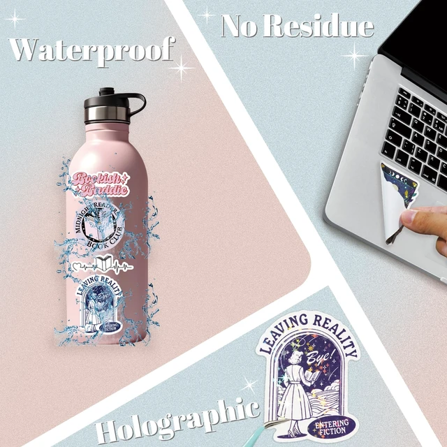 Alt view image 2 of 6 - 150 PCS Romance Book Stickers for Kindle, Holographic Bookish Sticker Pack Reading Glitter Vinyl Decals for Laptop Ebook Readers Water Bottles Journal Scrapbook Waterproof (Pack of 2)