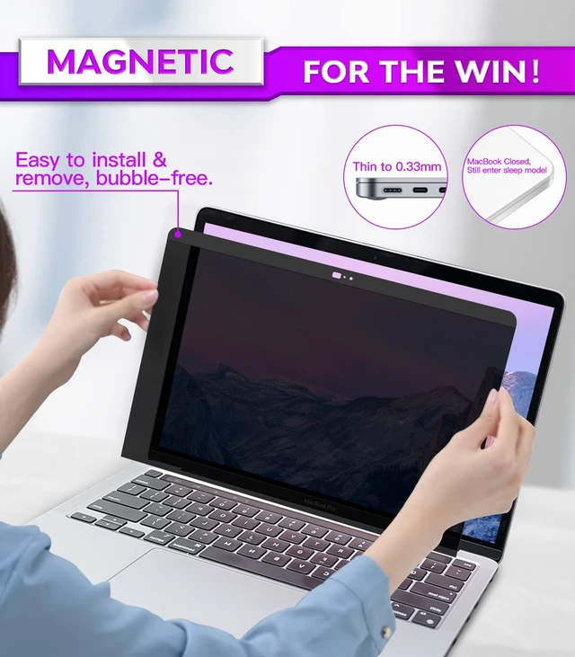Alt view image 3 of 7 - macbook air 13 inch privacy screen Compatible with MacBook Air 13.3'(Released in 2018-2021: A1932,A2179,A2337)-Anti GlareWebcam Cover SliderProvide Privacy, Ultra SlimEasy On