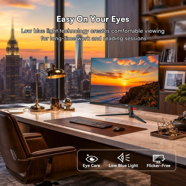 Alt view image 4 of 7 - 27 Inch Curved Monitor FHD 1080P 100Hz, VA Panel, 1800R, 4000:1 99% sRGB, HDR10, FreeSync, HDMI, DisplayPort, VESA 100x100mm Monitor for Office Study Home Business