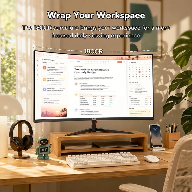 Alt view image 6 of 7 - 27 Inch Curved Monitor FHD 1080P 100Hz, VA Panel, 1800R, 4000:1 99% sRGB, HDR10, FreeSync, HDMI, DisplayPort, VESA 100x100mm Monitor for Office Study Home Business