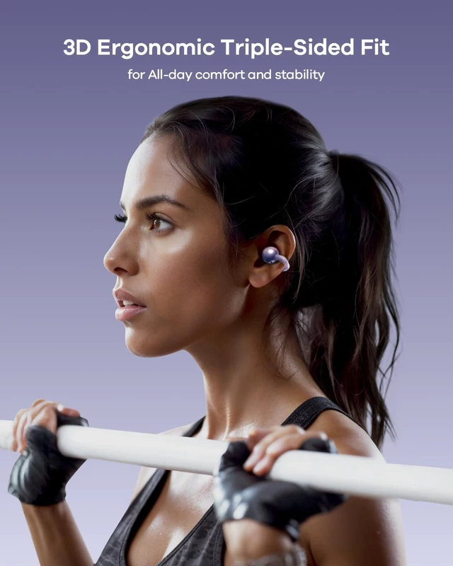 Alt view image 7 of 7 - Ultra Open Ear Earbuds X6, Clip-On Headphone with Directional Sound, Ultra-Light Comfort Fit, Bluetooth 5.4 Wireless Earbuds, 26H Playtime, Spatial Sound, for Running, Workout& Daily Use(Purple)
