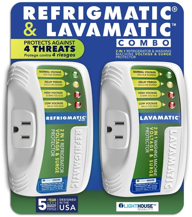 Main image of Two Electronic Voltage & Surge Protector Combo - Protect your Refrigerator and Washing Machine Against High and Low Voltage, Brownouts and Spikes