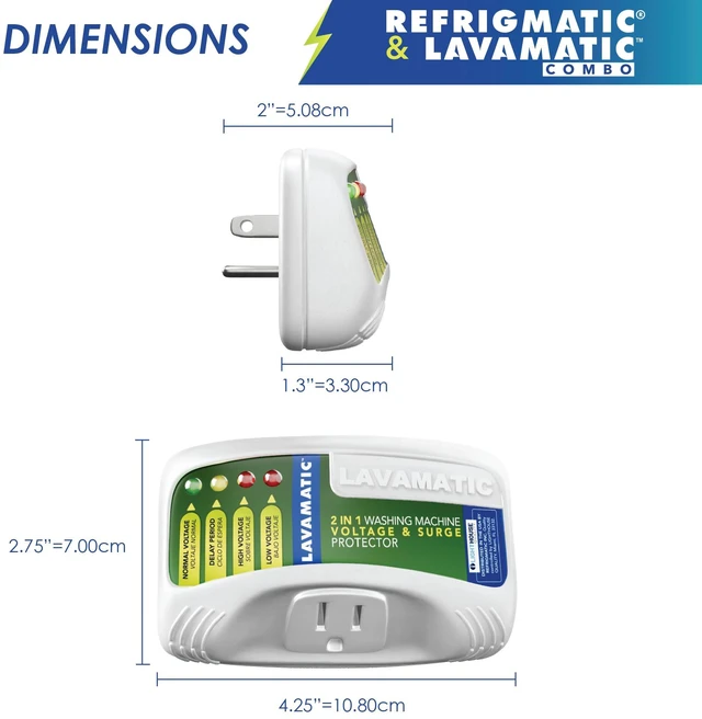 Alt view image 7 of 7 - Two Electronic Voltage & Surge Protector Combo - Protect your Refrigerator and Washing Machine Against High and Low Voltage, Brownouts and Spikes