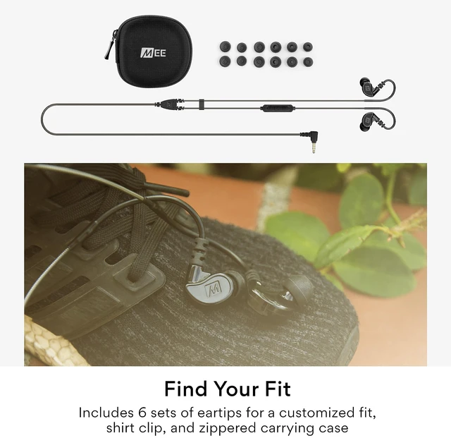 Alt view image 6 of 7 - M6 Sport Wired Earbuds, in Ear Headphones, 3-Button Remote, Sweatproof Earphones for Running/Gym/Workouts with Memory Wire Earhooks, Headset Microphone, 3.5mm Jack Plug (Black)