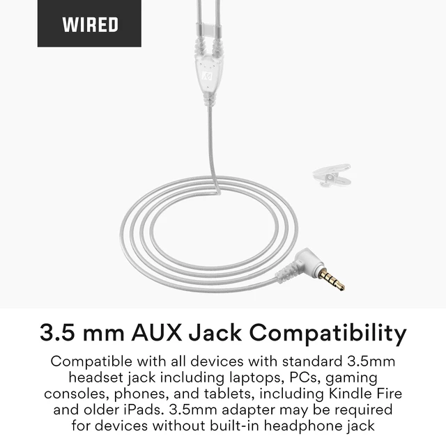 Alt view image 7 of 7 - M6 Sport Wired Earbuds, in Ear Headphones, 3-Button Remote, Sweatproof Earphones for Running/Gym/Workouts with Memory Wire Earhooks, Headset Microphone, 3.5mm Jack Plug (Clear)