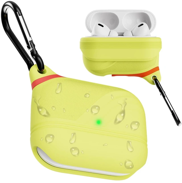 Main image of for AirPods Pro 3 Case Silicone - Waterproof, Shockproof, Drop Protection Textured Design, Wireless Charging Supported, One-Piece Folding Design with Carabiner for Apple AirPods Pro 3rd Gen - Yellow