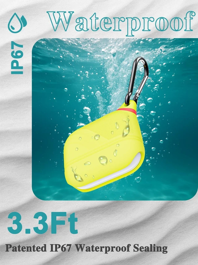 Alt view image 5 of 6 - for AirPods Pro 3 Case Silicone - Waterproof, Shockproof, Drop Protection Textured Design, Wireless Charging Supported, One-Piece Folding Design with Carabiner for Apple AirPods Pro 3rd Gen - Yellow