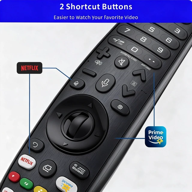 Alt view image 6 of 7 - Replacement for LG Remote Control for Smart TV, Magic Remote, Pointer, Voice, Bluetooth, Universal for LG TV 2017,2018 2018,2020, AKB75855501, MR650A, MR18GA, M19GGA, M20GA