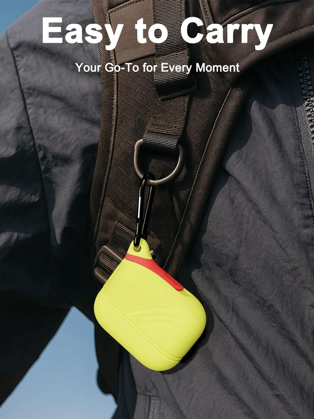 Alt view image 6 of 6 - for AirPods Pro 3 Case Silicone - Waterproof, Shockproof, Drop Protection Textured Design, Wireless Charging Supported, One-Piece Folding Design with Carabiner for Apple AirPods Pro 3rd Gen - Yellow