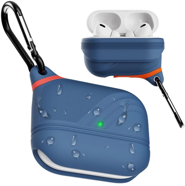 Main image of for AirPods Pro 3 Case Silicone - Waterproof, Shockproof, Drop Protection Textured Design, Wireless Charging Supported, One-Piece Folding Design with Carabiner for Apple AirPods Pro 3rd Gen - Blue