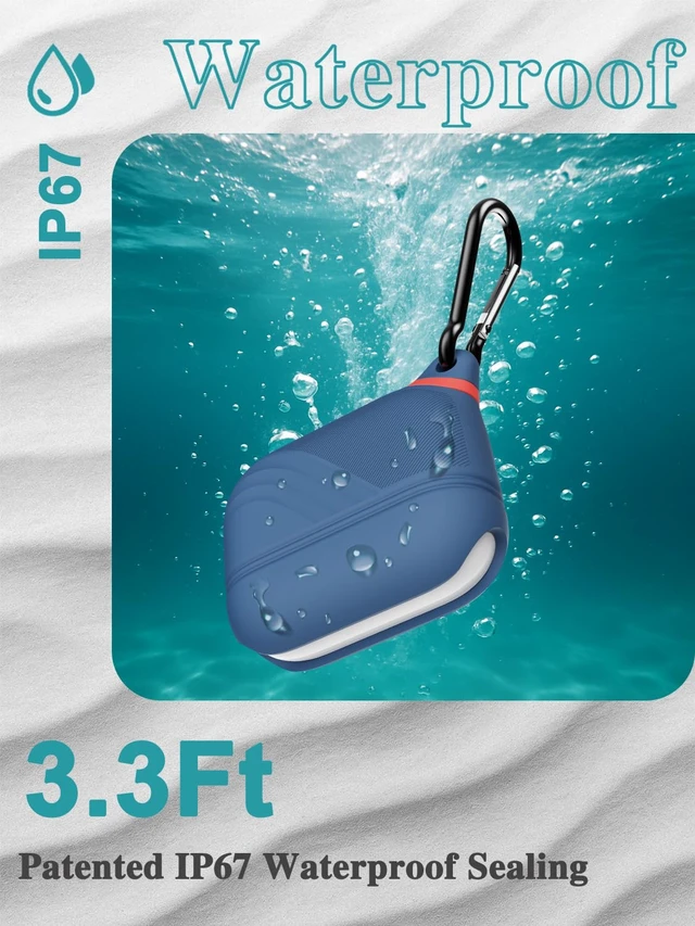 Alt view image 5 of 6 - for AirPods Pro 3 Case Silicone - Waterproof, Shockproof, Drop Protection Textured Design, Wireless Charging Supported, One-Piece Folding Design with Carabiner for Apple AirPods Pro 3rd Gen - Blue