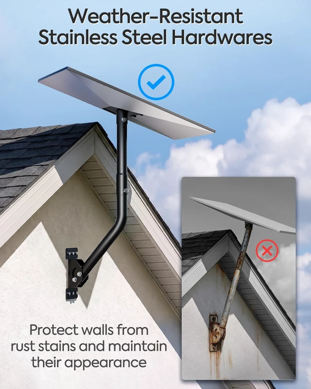 Alt view image 3 of 7 - Wall Mount for Starlink Standard 4/4X/V4, Gen 3 Wall Mount Kit with Rust-Resistant Stainless Steel Screws for Concrete/Wood Walls, Max 23.5in Poles Adjustable for Wider Eaves