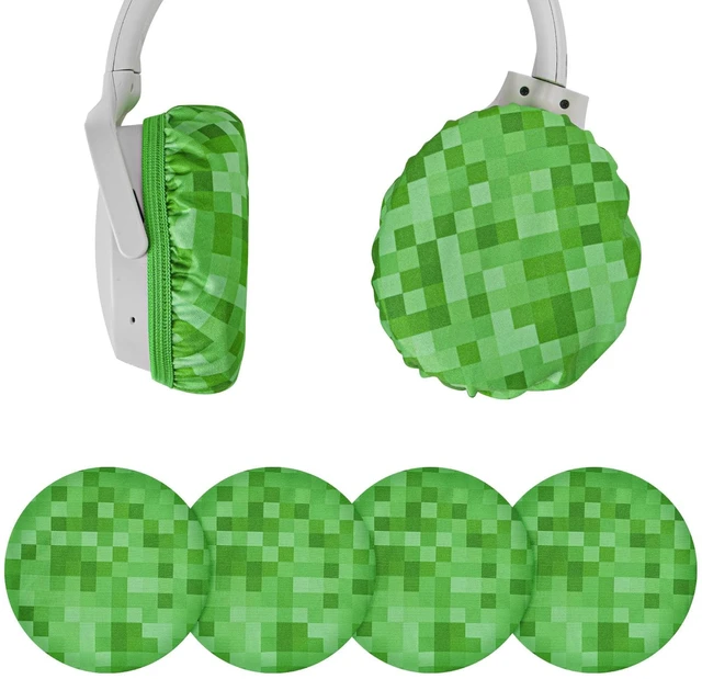 Alt view image 3 of 6 - 2 Pairs Flex Fabric Headphones Ear Covers - Product Safety Certified - Washable & Stretchable Earcup Protectors for Over-Ear Headsets, Sweat Pads for Gym, Gaming (MC Grass/Size M)