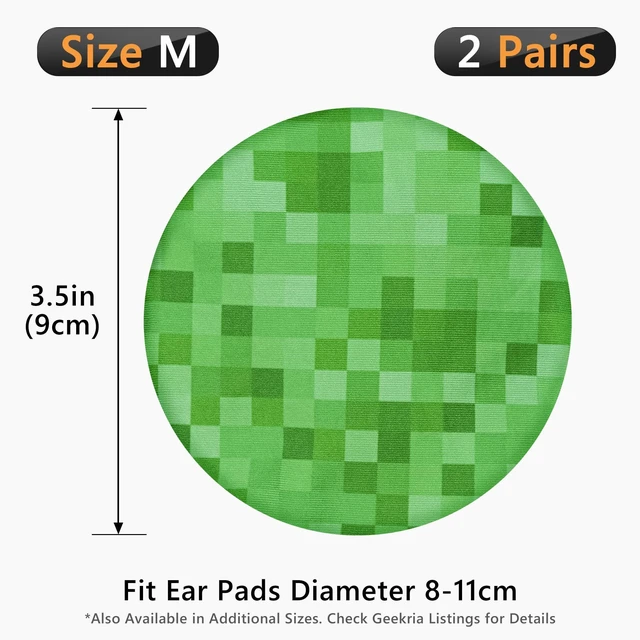 Alt view image 6 of 6 - 2 Pairs Flex Fabric Headphones Ear Covers - Product Safety Certified - Washable & Stretchable Earcup Protectors for Over-Ear Headsets, Sweat Pads for Gym, Gaming (MC Grass/Size M)