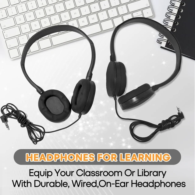 Alt view image 6 of 7 - Bulk Headphones 25 Pack for School Classroom Kids, Wholesale Wired Durable Earphones Class Set for Students Children Toddler Teens Boys Girls and Adult (HY104,Black)