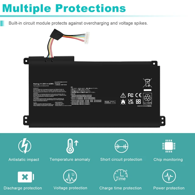 Alt view image 6 of 7 - B31N1912 C31N1912 Laptop Battery for ASUS VivoBook 14 15.6" E410 E410MA E410M L410MA E410KA L410M-15 F414MA E510 L510 L510MA R522MA L510MA-WB04(DF112) L410MA-BV058TS E410MA-EK017TS E510KA-EJ033TS