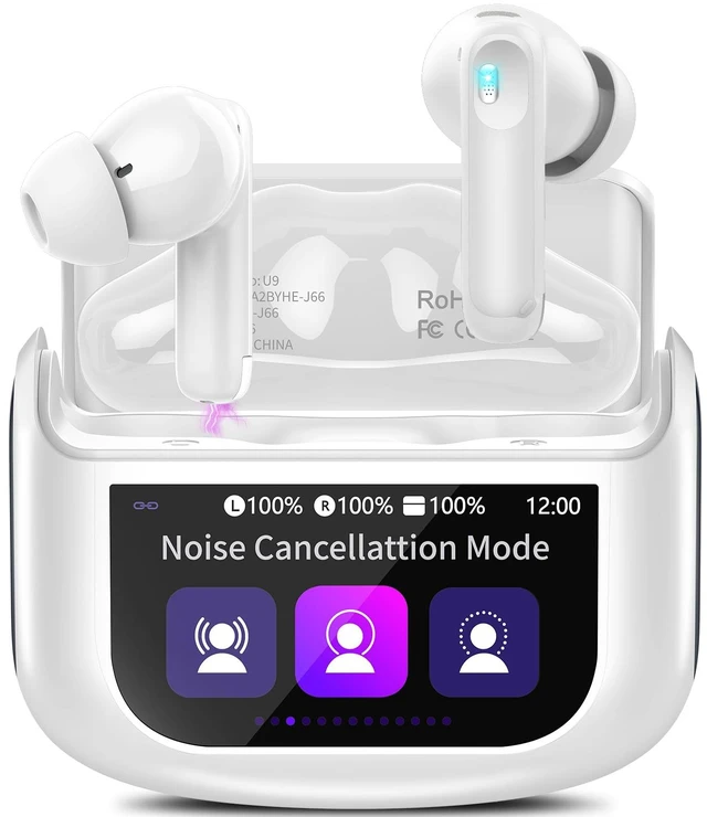 Main image of Wireless Earbuds, AI Translation Earbuds Real Time Touch Screen, IvoryWhite 5 EQ Modes, 48H AI Ear Buds with ANC Noise Cancelling/Transparency Mode, IPX7 Waterproof, 164 Language/7 Translation Modes