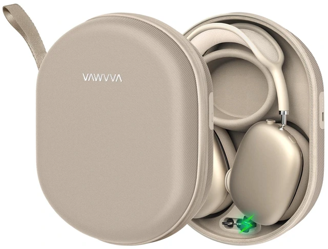 Main image of Charging Case for AirPods Max 1 & 2 - Travel Headphone Charger with Magnetic Connectors, Auto Sleep Mode, 5000mAh Battery (Taupe)