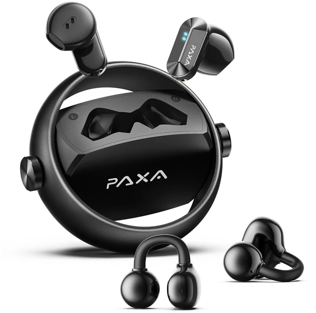 Main image of 2 in 1 Clip on Open Ear Headphones Wireless Earbuds, 0 Delay Bluetooth 6.0, Ultra-long 140H Play, Auto L-R Recognition Touch Control, Hybrid Noise Reduction for Work Fitness Daily Use, Ctbuds Black