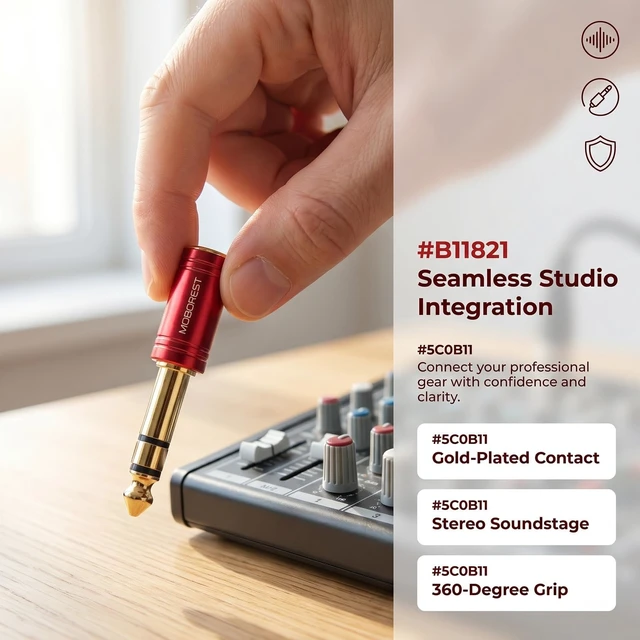 Alt view image 2 of 7 - 1/4" Male to 3.5mm Female TRS Jack Headphones adapte, Red -4PCS 6.35mm Male to 3.5mm Female adapter Pure Copper connectors for lossless TRS sound, guitar amp, piano, keyboard, mixer, studio