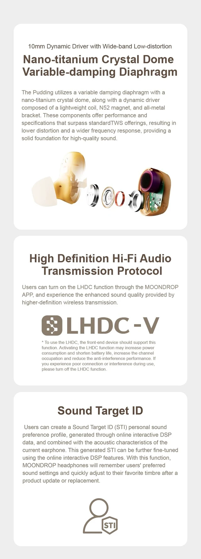 Alt view image 7 of 7 - Pudding TWS Earphone True Wireless Stereo ANC AI ENC LHDC-V 10mm Dynamic Driver Interactive DSP Bluetooth 6.0 Music Game Dual Mode (White)