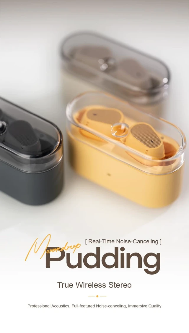 Alt view image 3 of 7 - Pudding TWS Earphone True Wireless Stereo ANC AI ENC LHDC-V 10mm Dynamic Driver Interactive DSP Bluetooth 6.0 Music Game Dual Mode (Yellow)