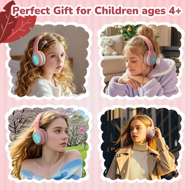 Alt view image 7 of 7 - Kids USB C Headphones for School, Safe Listening Wired Over-Ear Headphones with LED Lights, Volume Limiter & Microphone, Foldable Design for iPhone 16/ 17, iPad, Tablet