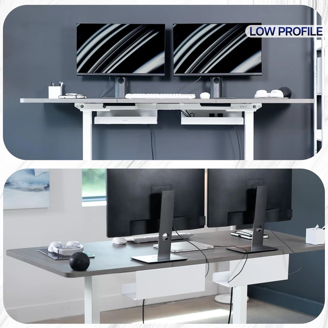 Alt view image 7 of 7 - 2 Pack White 17 inch Extra Deep Cable Management Tray, DESK-AC16-2CW Set of 2, Under Desk, Low Profile Power Strip Holder, Cord Organizer, Wire Tamer Steel Rack, Home Office, Holds 11 lbs each