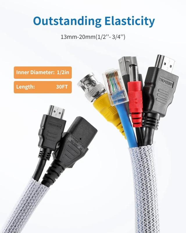Alt view image 3 of 7 - 30ft - 1/2 inch Cord Protectors from Pets no Chew, White Split Cable Management Sleeves, Wire Loom Tubing for TV USB Cord Protector, Cord Covers for Pets Bite-Resistant