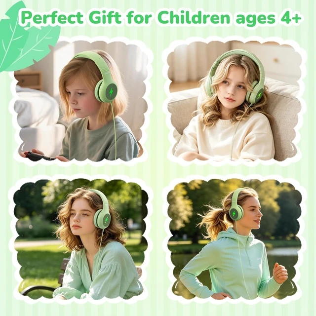 Alt view image 7 of 7 - Kids USB C Headphones for School, Safe Listening Wired Over-Ear Headphones with LED Lights, Volume Limiter & Microphone, Foldable Design for iPhone 16/ 17, iPad, Tablet