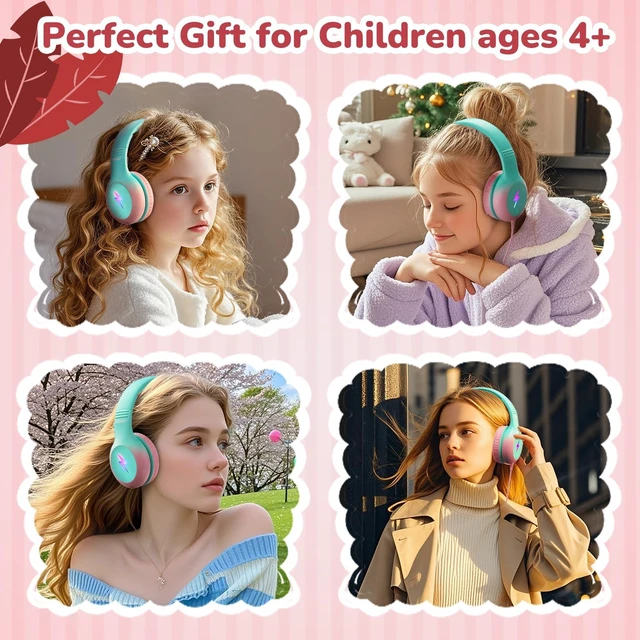 Alt view image 7 of 7 - Kids USB C Headphones for School, Safe Listening Wired Over-Ear Headphones with LED Lights, Volume Limiter & Microphone, Foldable Design for iPhone 16/ 17, iPad, Tablet