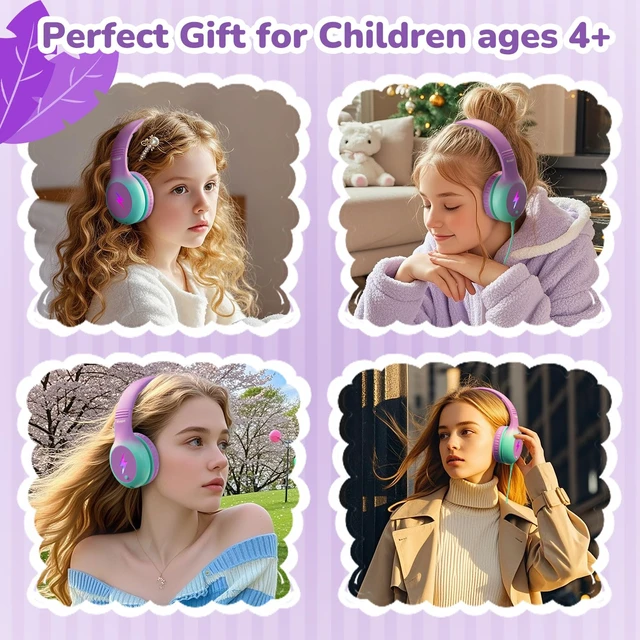 Alt view image 7 of 7 - Kids USB C Headphones for School, Safe Listening Wired Over-Ear Headphones with LED Lights, Volume Limiter & Microphone, Foldable Design for iPhone 16/ 17, iPad, Tablet