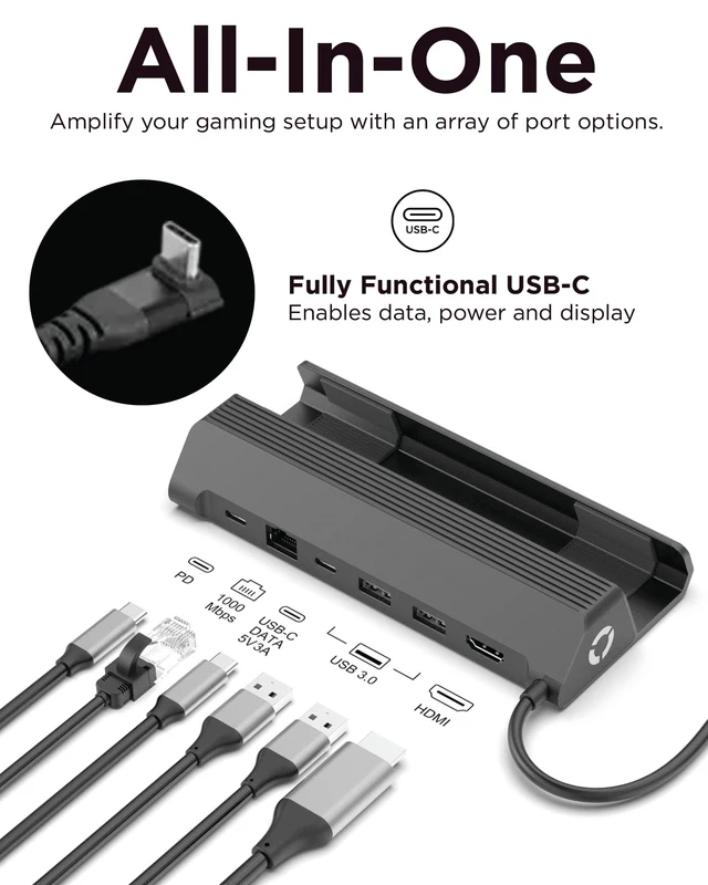 Alt view image 4 of 7 - Legion Go USB-C Hub Dock for Legion Go 6-in-1 Dock, Port Expansion, Charging, Video, Ethernet Support