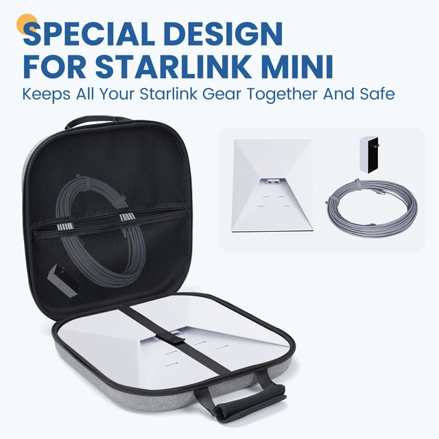Alt view image 2 of 7 - Starlink Mini Carry Case - Protective Waterproof Storage Bag Pouch for SpaceX Starlink Mini Dish, Travel-Friendly Design with Handle, Perfect for RV, Van, Camping & Outdoor Use