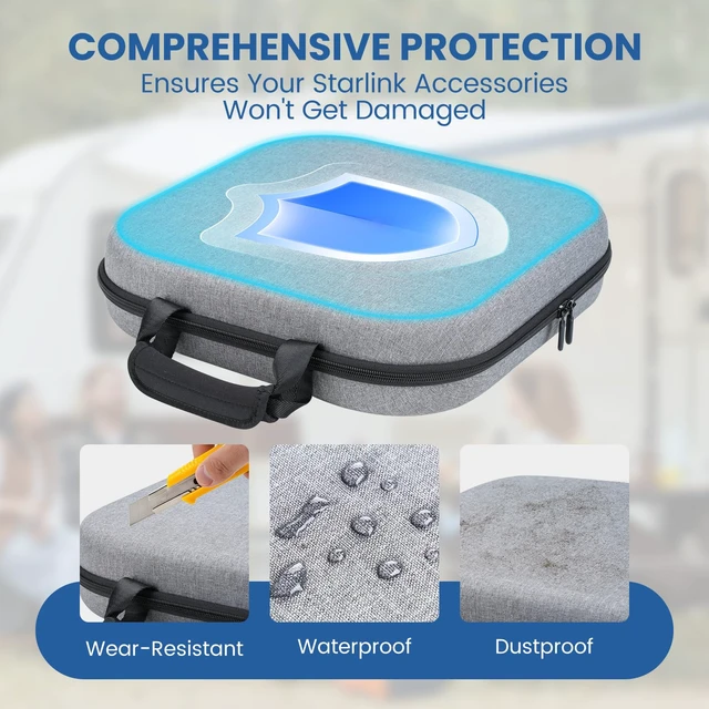 Alt view image 3 of 7 - Starlink Mini Carry Case - Protective Waterproof Storage Bag Pouch for SpaceX Starlink Mini Dish, Travel-Friendly Design with Handle, Perfect for RV, Van, Camping & Outdoor Use