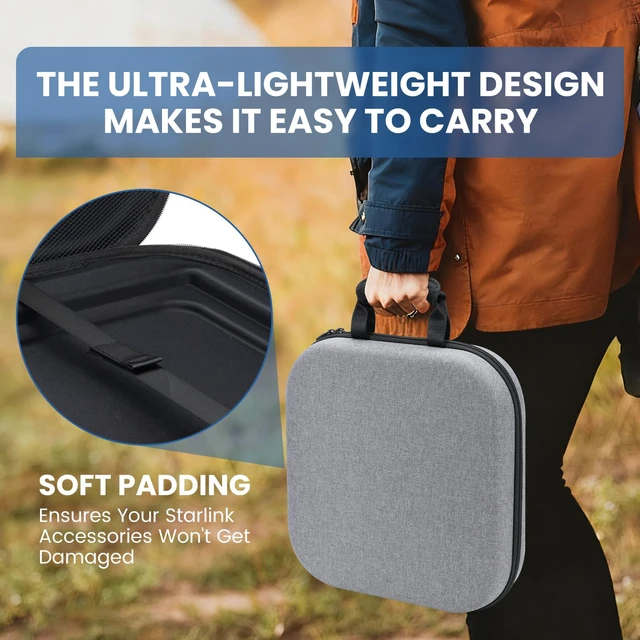 Alt view image 6 of 7 - Starlink Mini Carry Case - Protective Waterproof Storage Bag Pouch for SpaceX Starlink Mini Dish, Travel-Friendly Design with Handle, Perfect for RV, Van, Camping & Outdoor Use