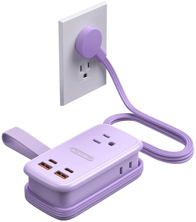 Main image of GAN Ultra 65W USB Fast Charging Station, 7 in 1 Travel Power Strip with 3 Outlets 4 USB (2 USB C), Extension Cord 4ft, Cruise Essentials Compatible with MacBook, iPhone,Purple