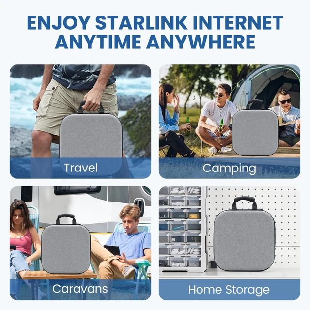 Alt view image 7 of 7 - Starlink Mini Carry Case - Protective Waterproof Storage Bag Pouch for SpaceX Starlink Mini Dish, Travel-Friendly Design with Handle, Perfect for RV, Van, Camping & Outdoor Use