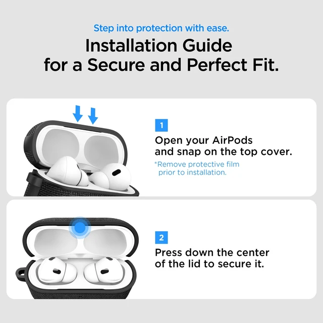 Alt view image 3 of 7 - Urban Fit Designed for AirPods Pro 3 Case (2025) Premium Nylon Fabric, Inner Suede Lining, Carabiner Included, Wireless Charging Compatible, Matte Black
