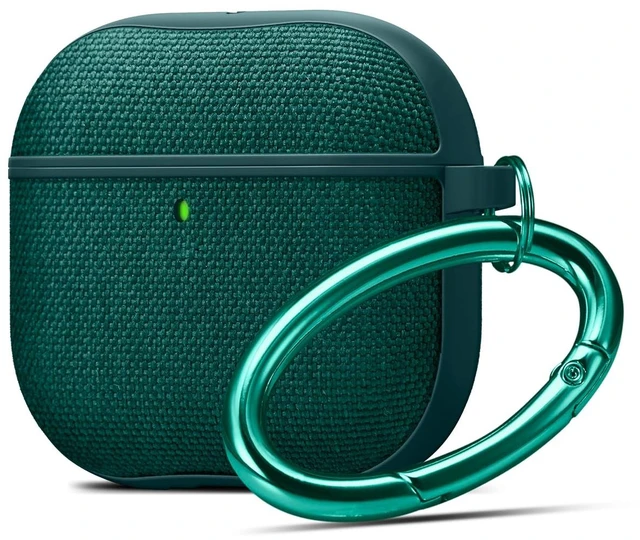 Main image of Urban Fit Designed for AirPods 5 / AirPods 4 Case (2026/2024) Premium Nylon Fabric, Carabiner Included, Wireless Charging Compatible, Midnight Green