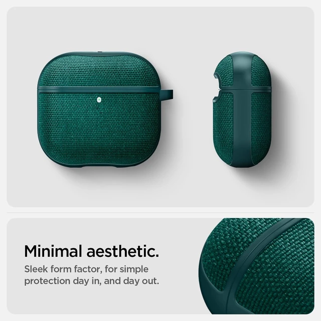 Alt view image 3 of 7 - Urban Fit Designed for AirPods 5 / AirPods 4 Case (2026/2024) Premium Nylon Fabric, Carabiner Included, Wireless Charging Compatible, Midnight Green
