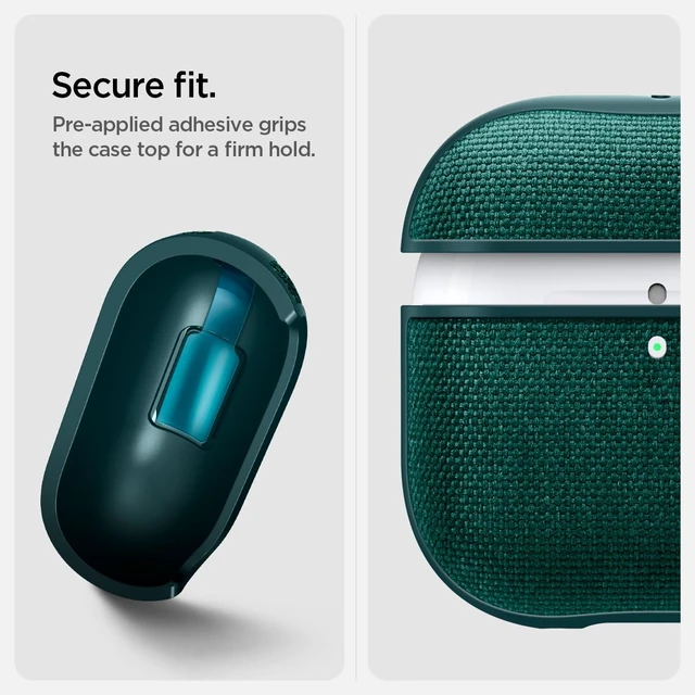 Alt view image 6 of 7 - Urban Fit Designed for AirPods 5 / AirPods 4 Case (2026/2024) Premium Nylon Fabric, Carabiner Included, Wireless Charging Compatible, Midnight Green