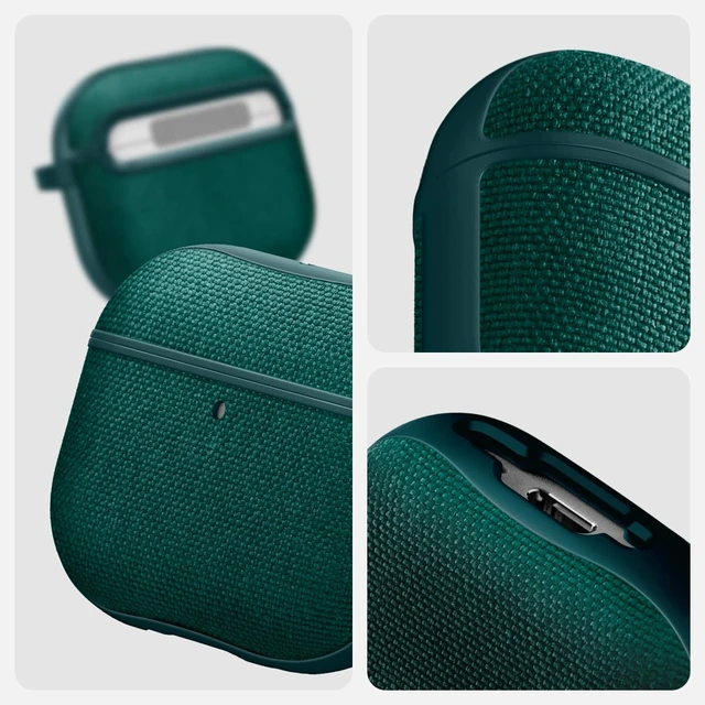 Alt view image 7 of 7 - Urban Fit Designed for AirPods 5 / AirPods 4 Case (2026/2024) Premium Nylon Fabric, Carabiner Included, Wireless Charging Compatible, Midnight Green