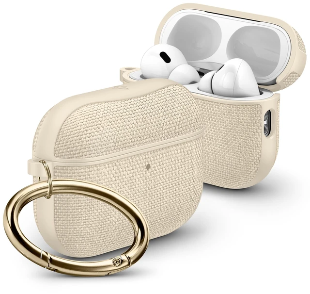 Main image of Urban Fit Designed for AirPods Pro 3 Case (2025) Premium Nylon Fabric, Inner Suede Lining, Carabiner Included, Wireless Charging Compatible, Dune Beige
